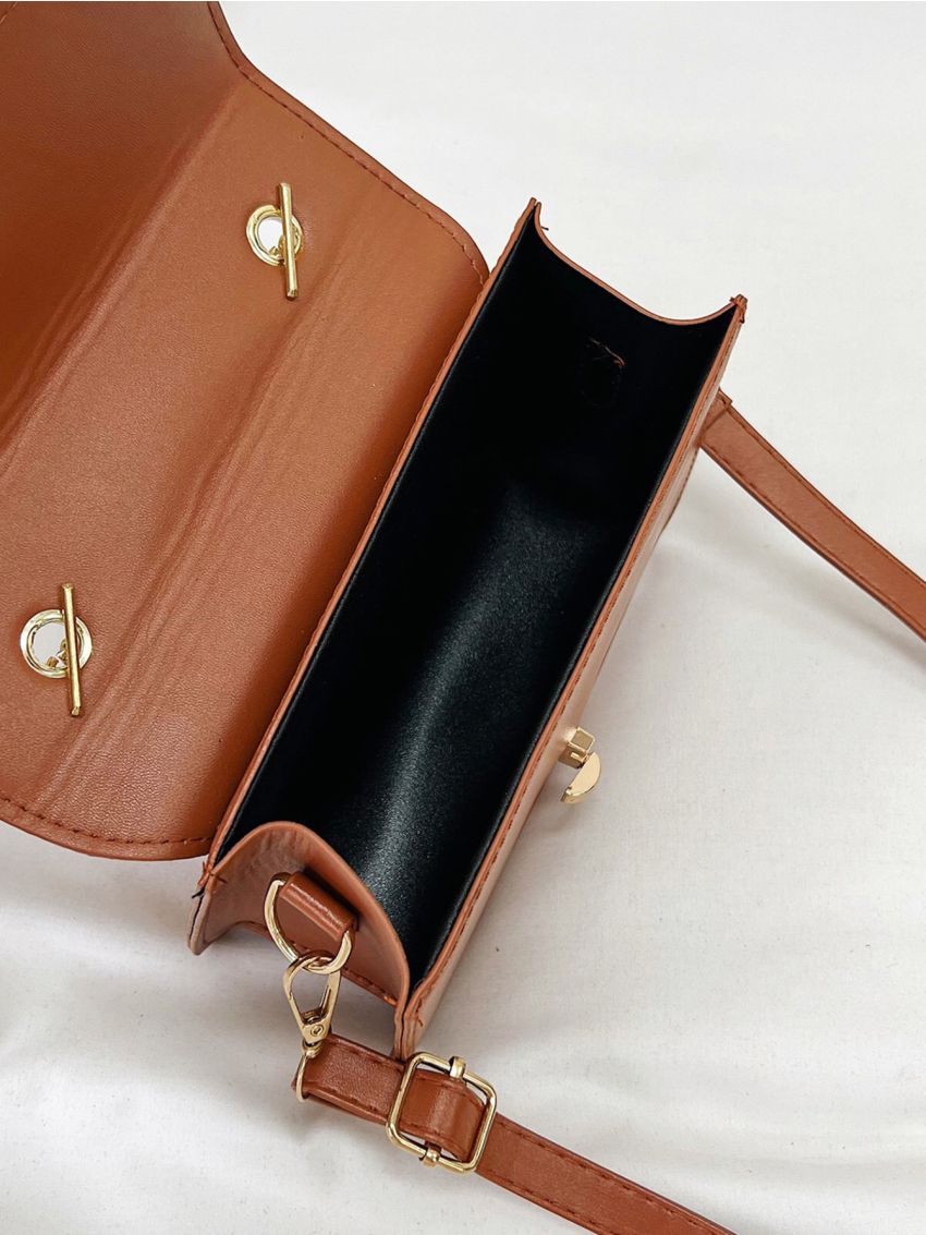 Mini Faux Pearl Decor Flap Square Bag