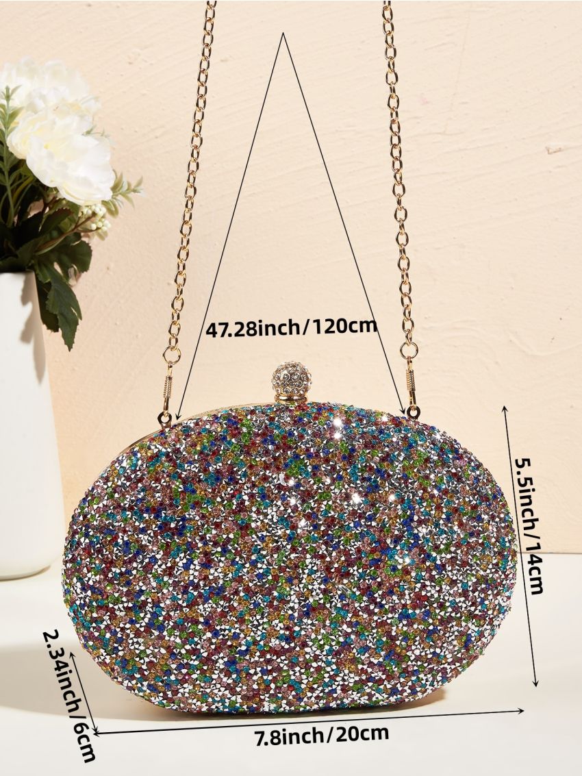 Mini Rhinestone Decor Chain Box Bag