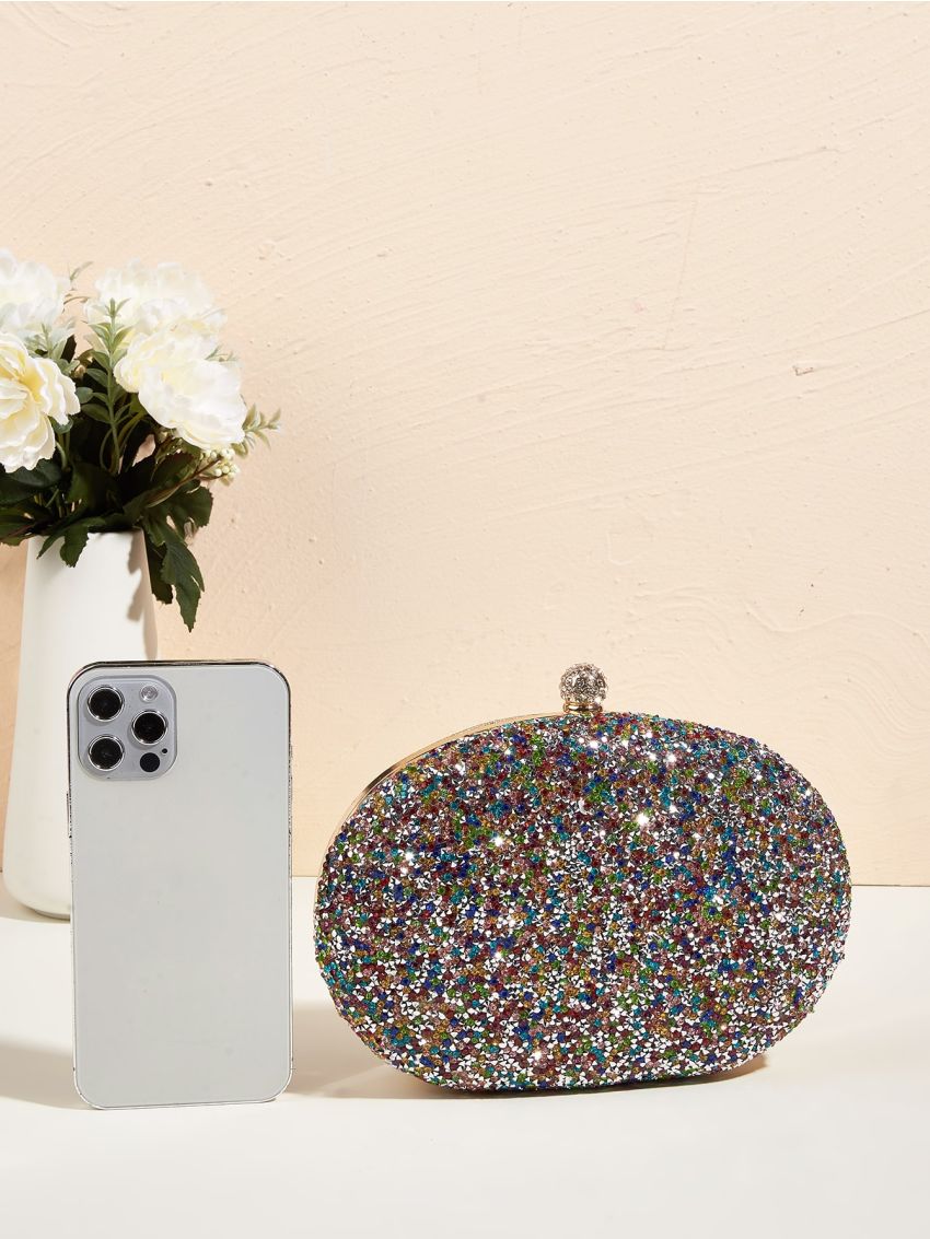 Mini Rhinestone Decor Chain Box Bag
