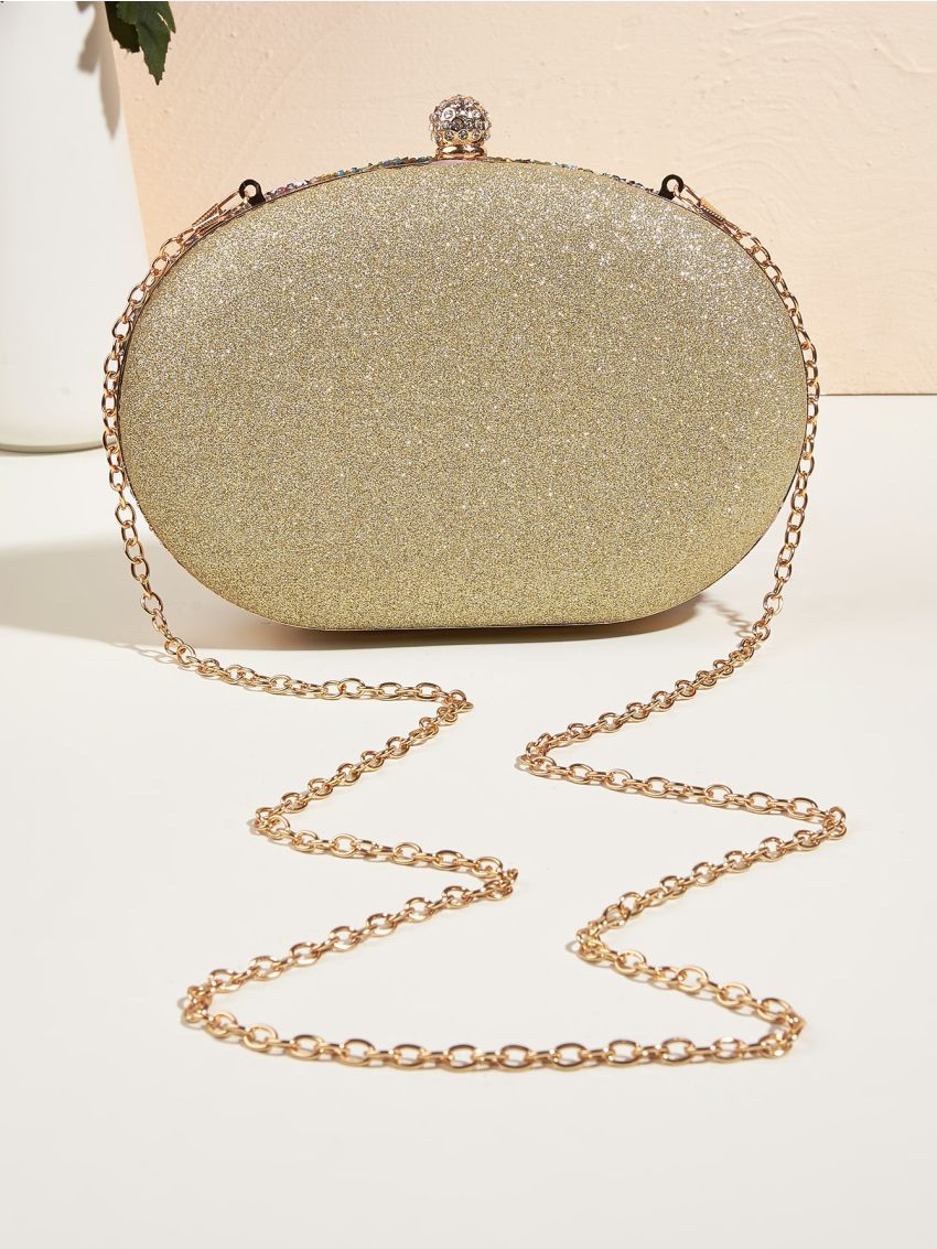 Mini Rhinestone Decor Chain Box Bag