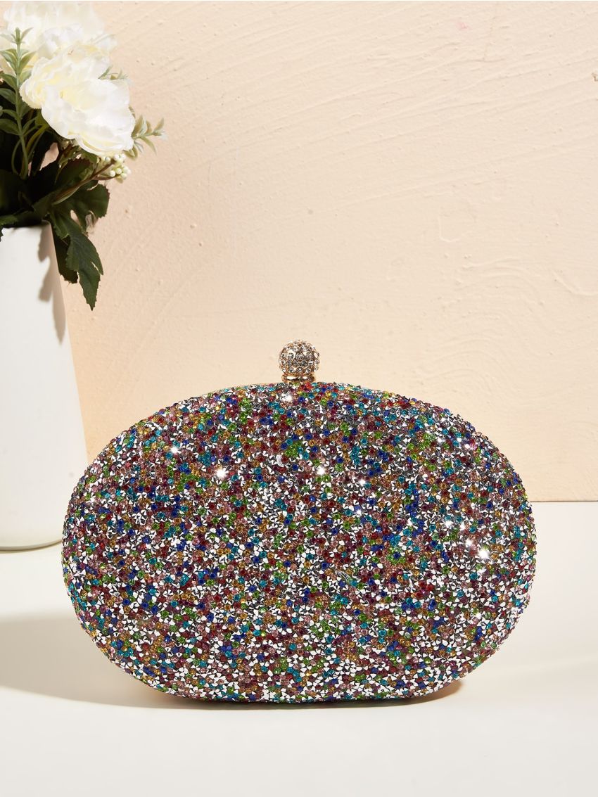 Mini Rhinestone Decor Chain Box Bag