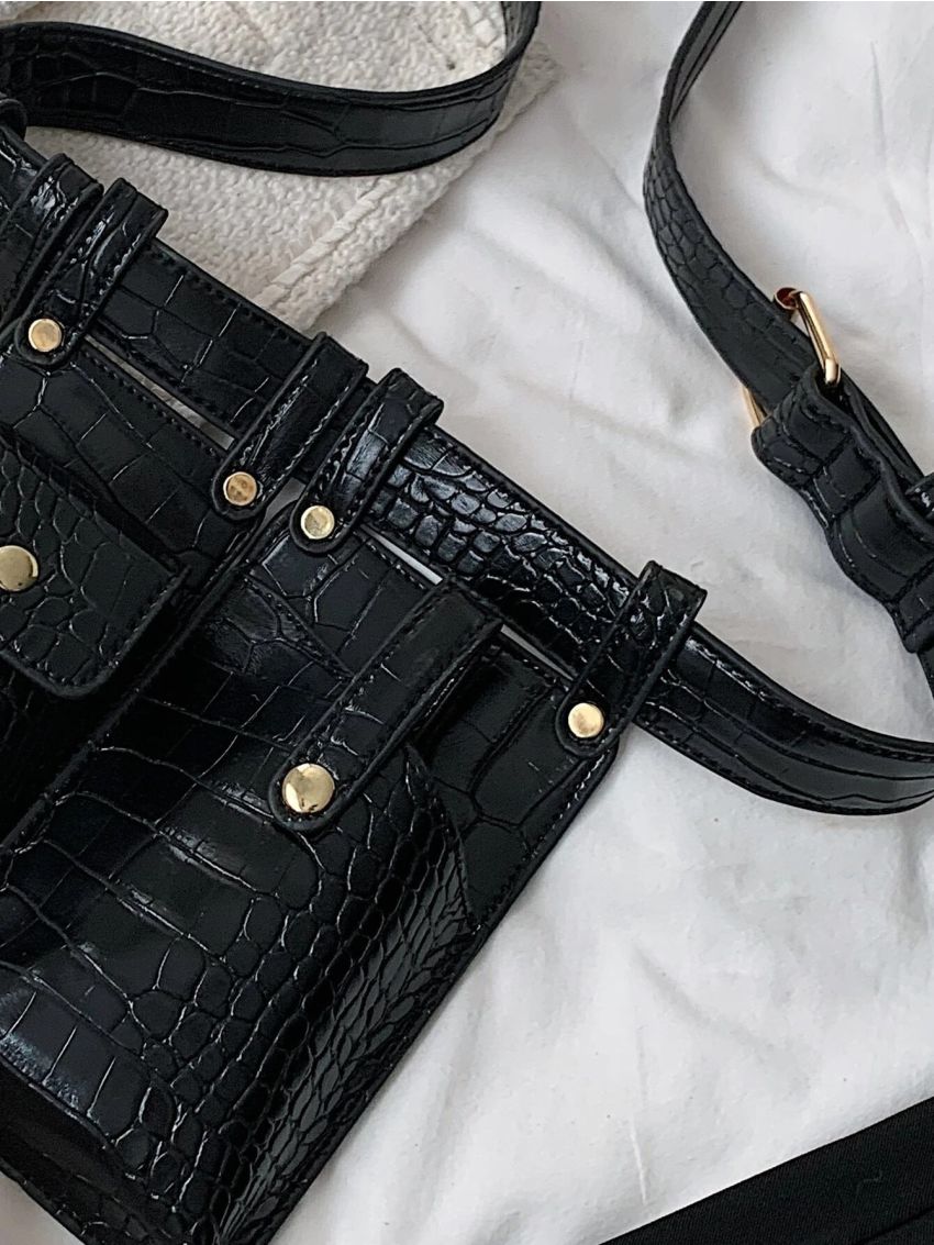Crocodile Embossed Belt Bag