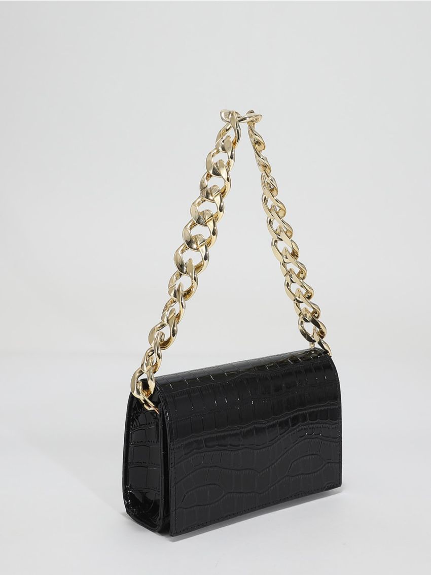 Crocodile Embossed Chain Square Bag