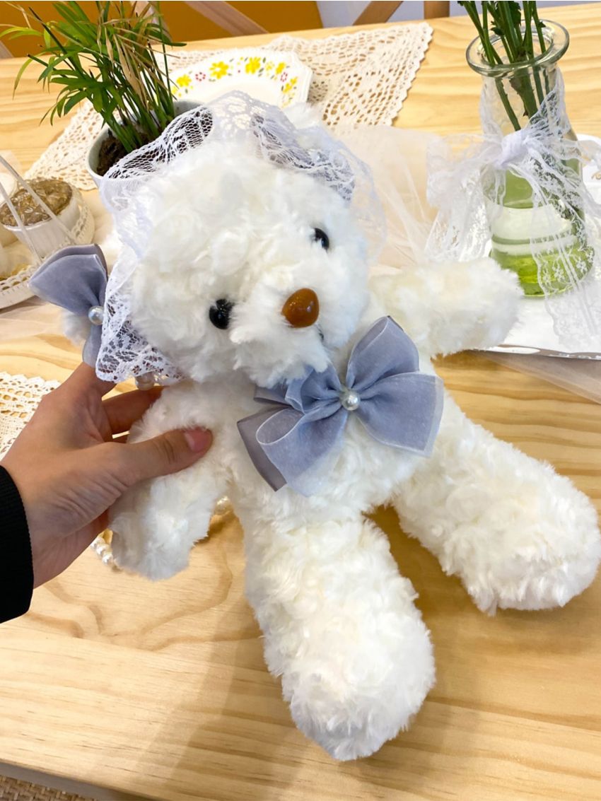 Mini Cartoon Bow Decor Pearl Strap Novelty Bag