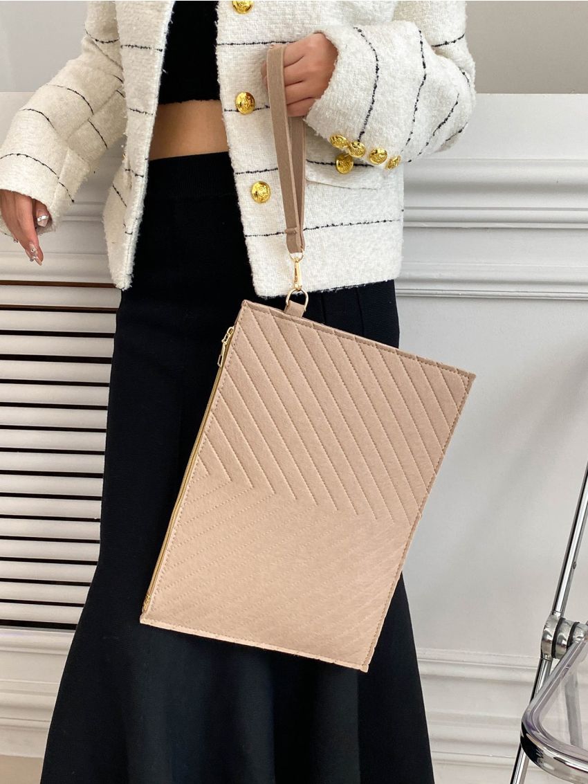 Chevron Embossed Square Bag