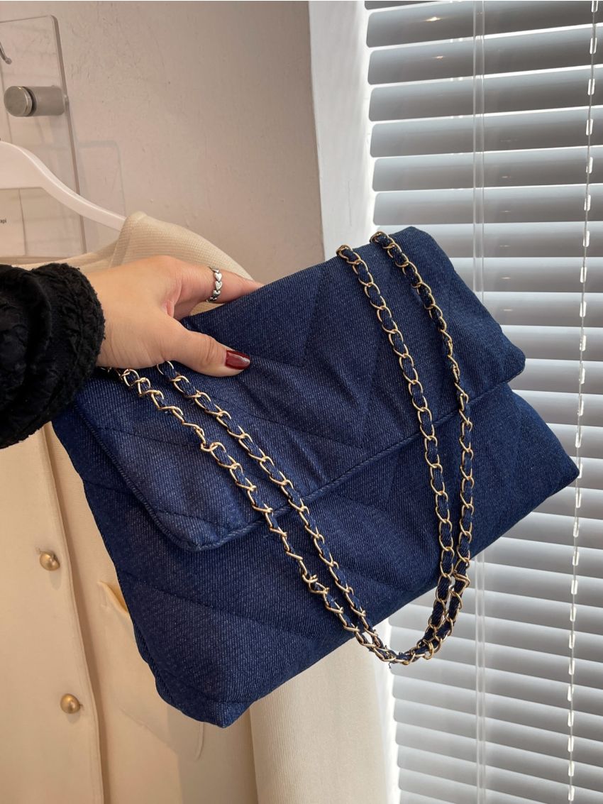 Quilted Pattern Grommet Eyelet Square Bag