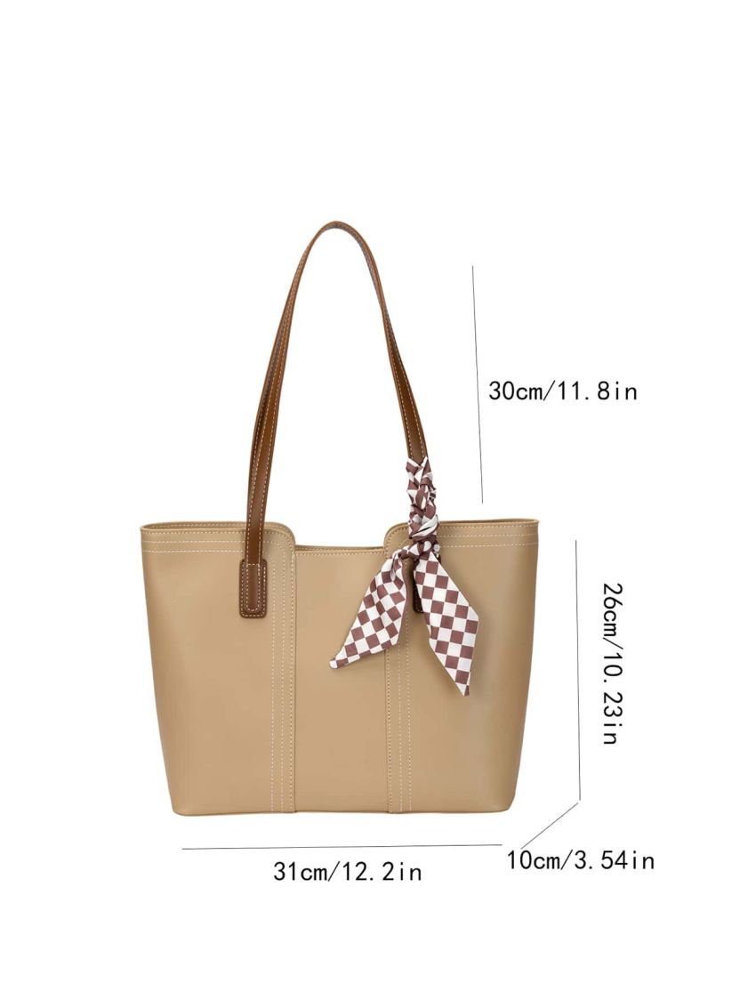 Twilly Scarf Decor Stitch Detail Shoulder Tote Bag