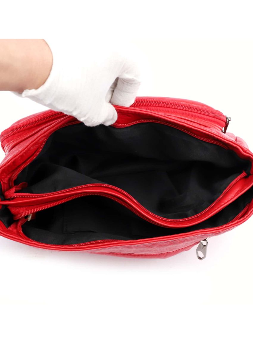 Quilted Embossed Zip Crossbody Bag