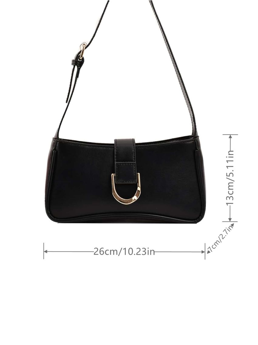 Metal Decor Baguette Bag