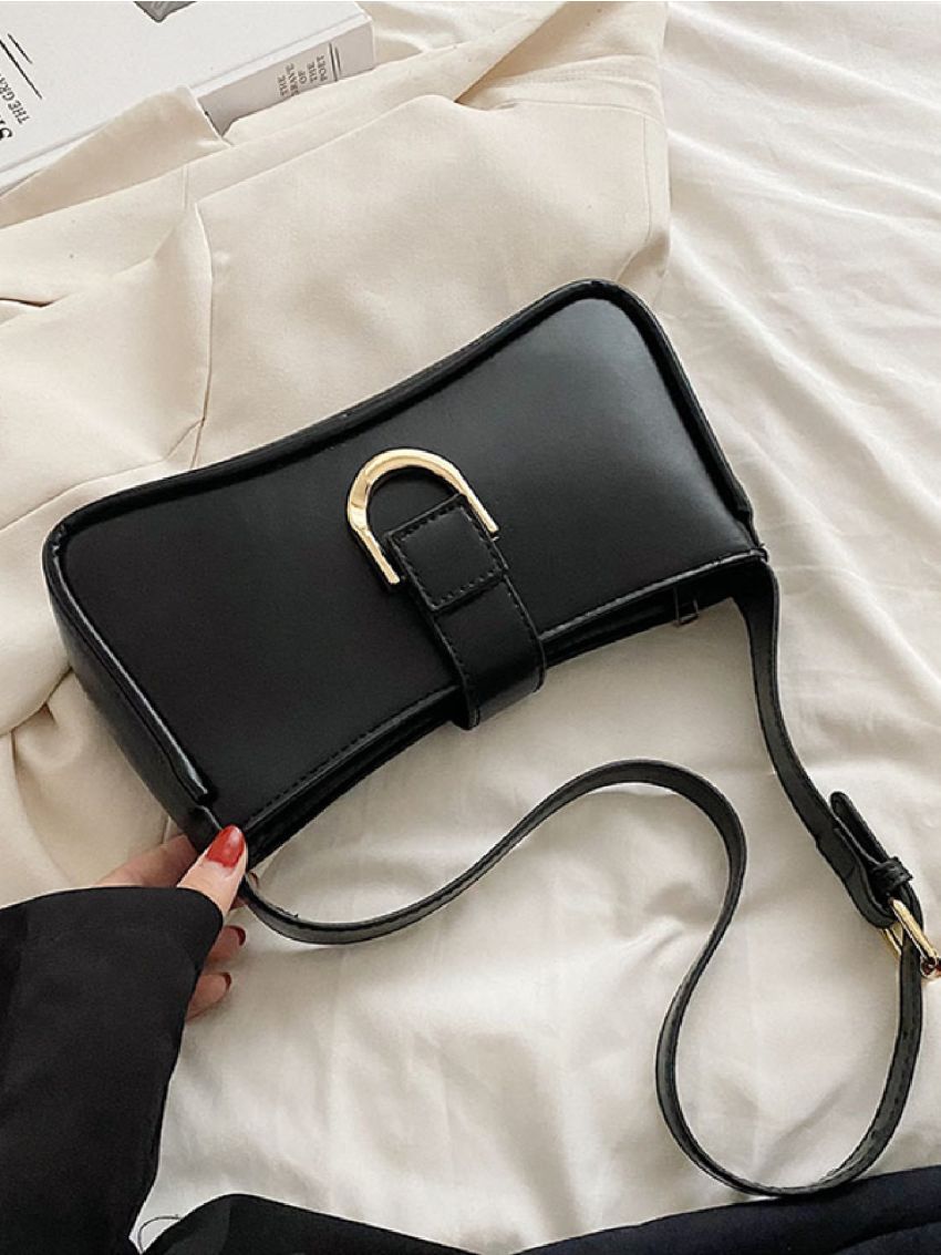 Metal Decor Baguette Bag