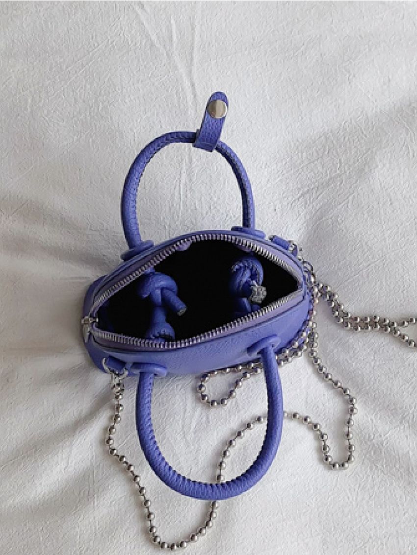 Mini Letter Graphic Litchi Embossed Dome Bag