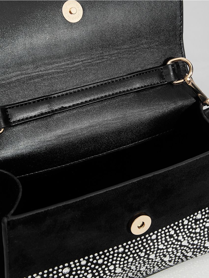 Rhinestone Decor Faux Suede Square Bag