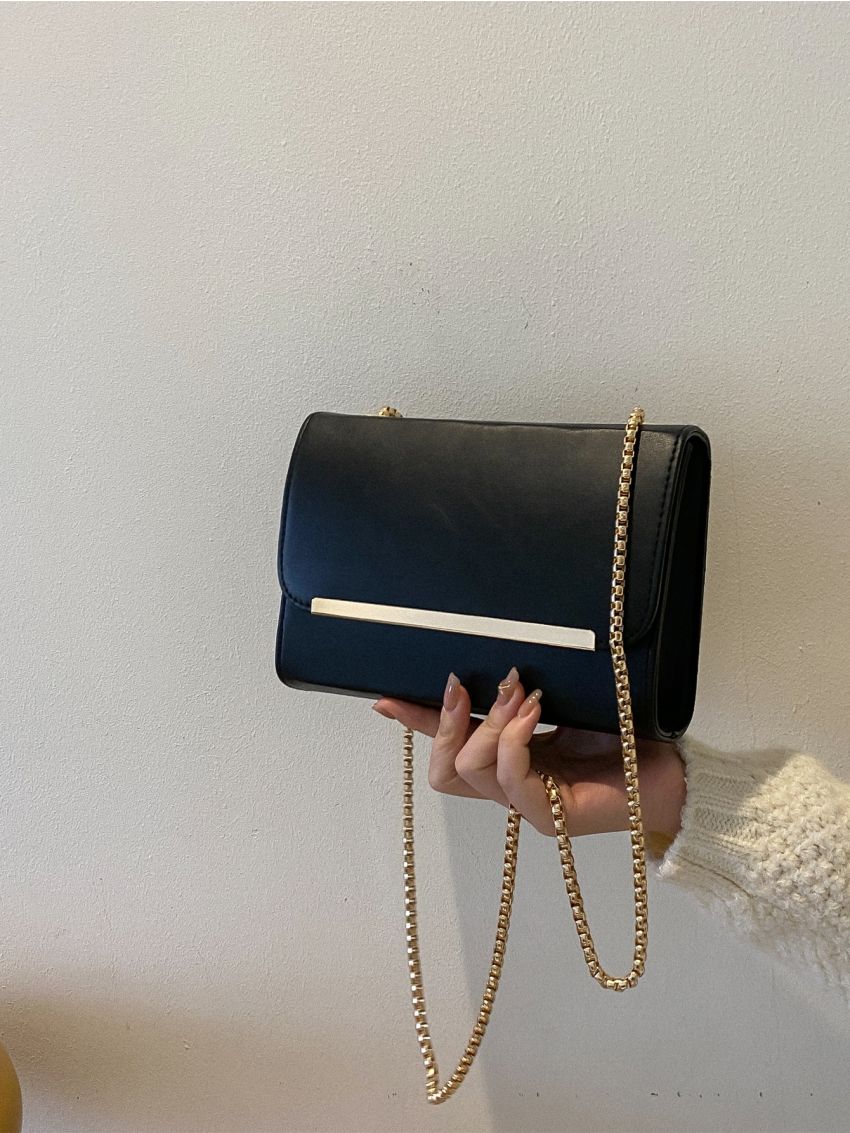 Mini Metal Decor Flap Chain Square Bag