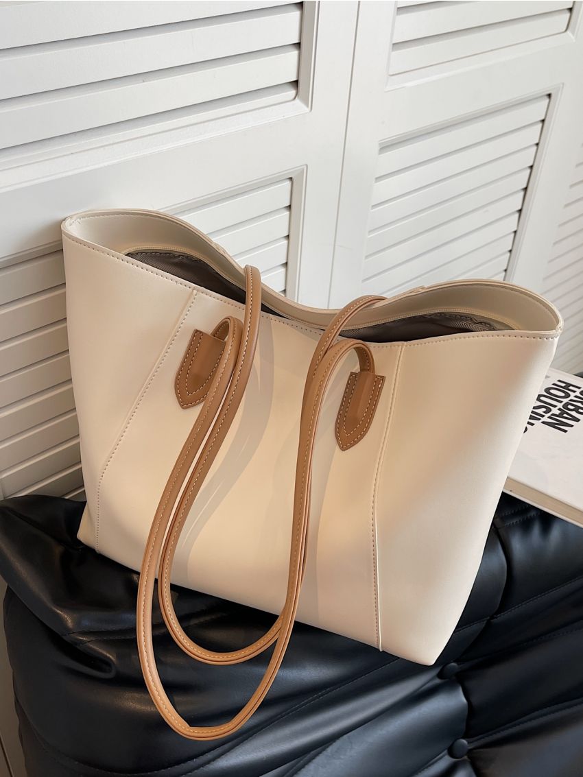 Two Tone Shoulder Tote Bag