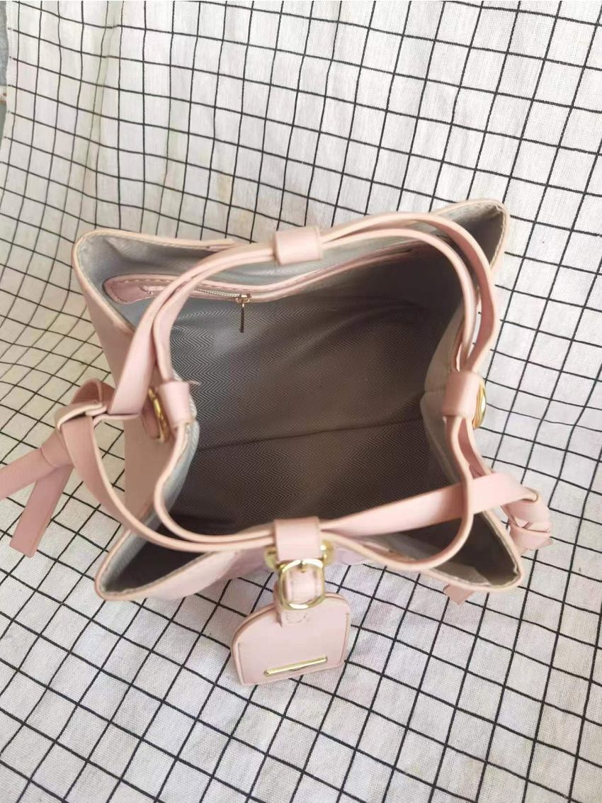 Mini Argyle Pattern Drawstring Bucket Bag