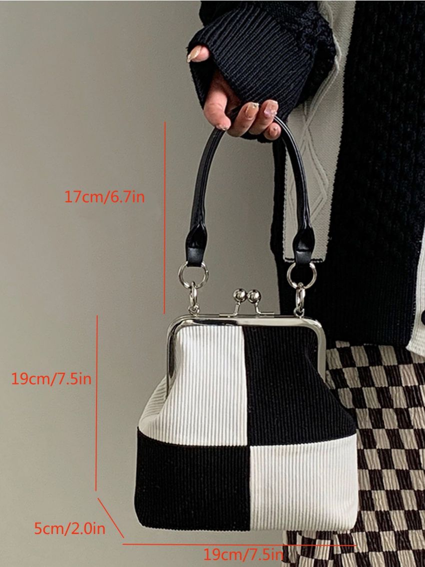 Mini Two Tone Kiss Lock Shoulder Bag