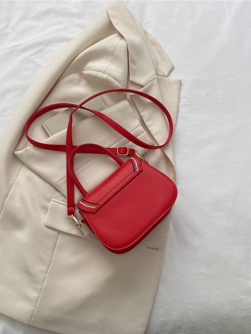 Mini Neon Pink Letter Graphic Flap Square Bag