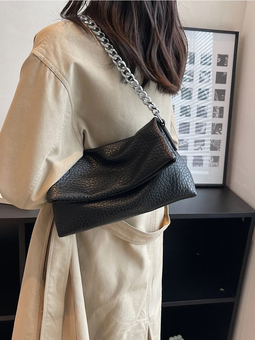 Minimalist Chain Flap Hobo Bag