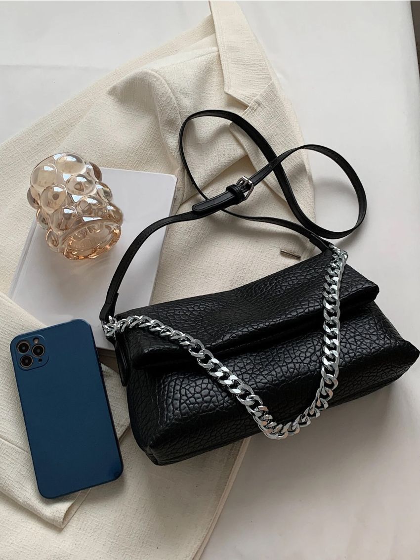 Minimalist Chain Flap Hobo Bag