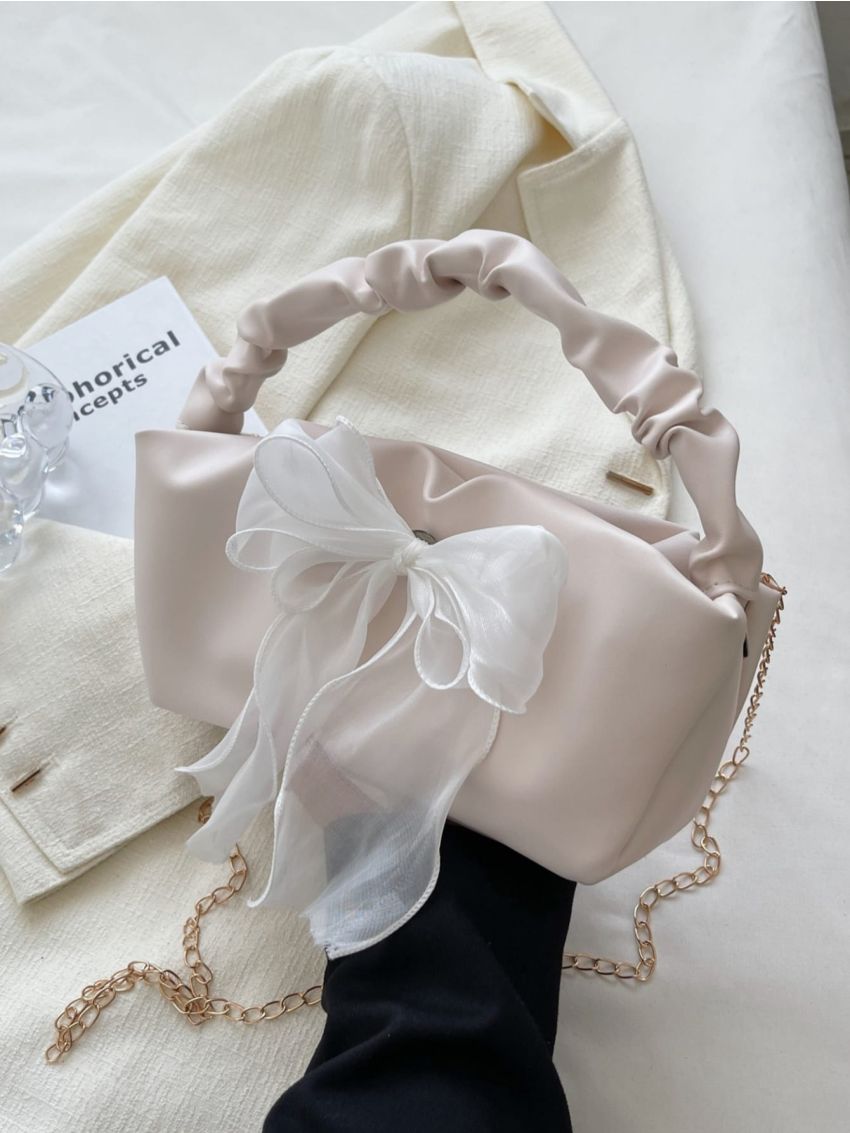 Bow Decor Ruched Bag