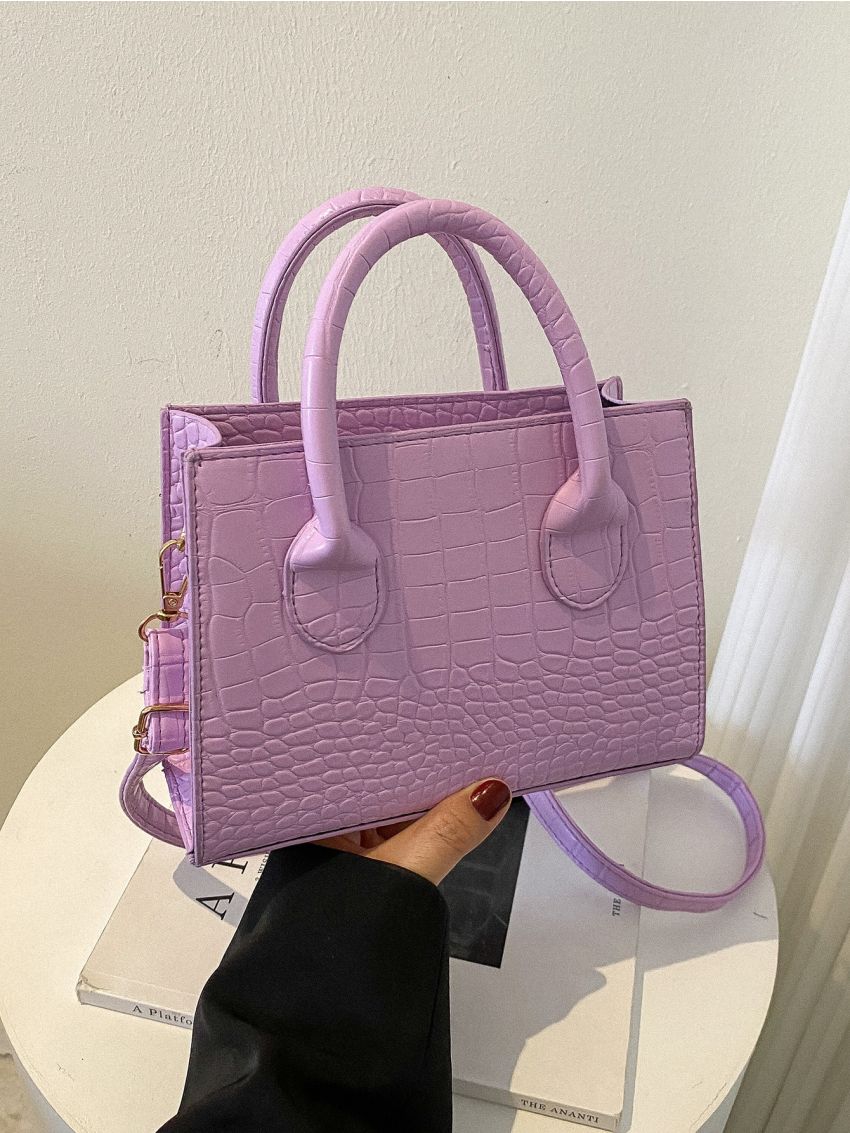 Mini Crocodile Embossed Square Bag