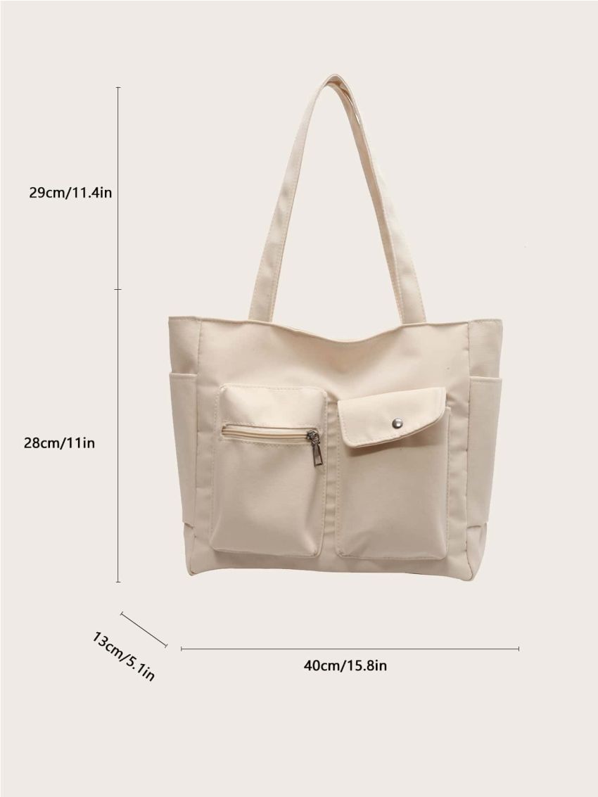 Flap Pocket Front Shopper Bag