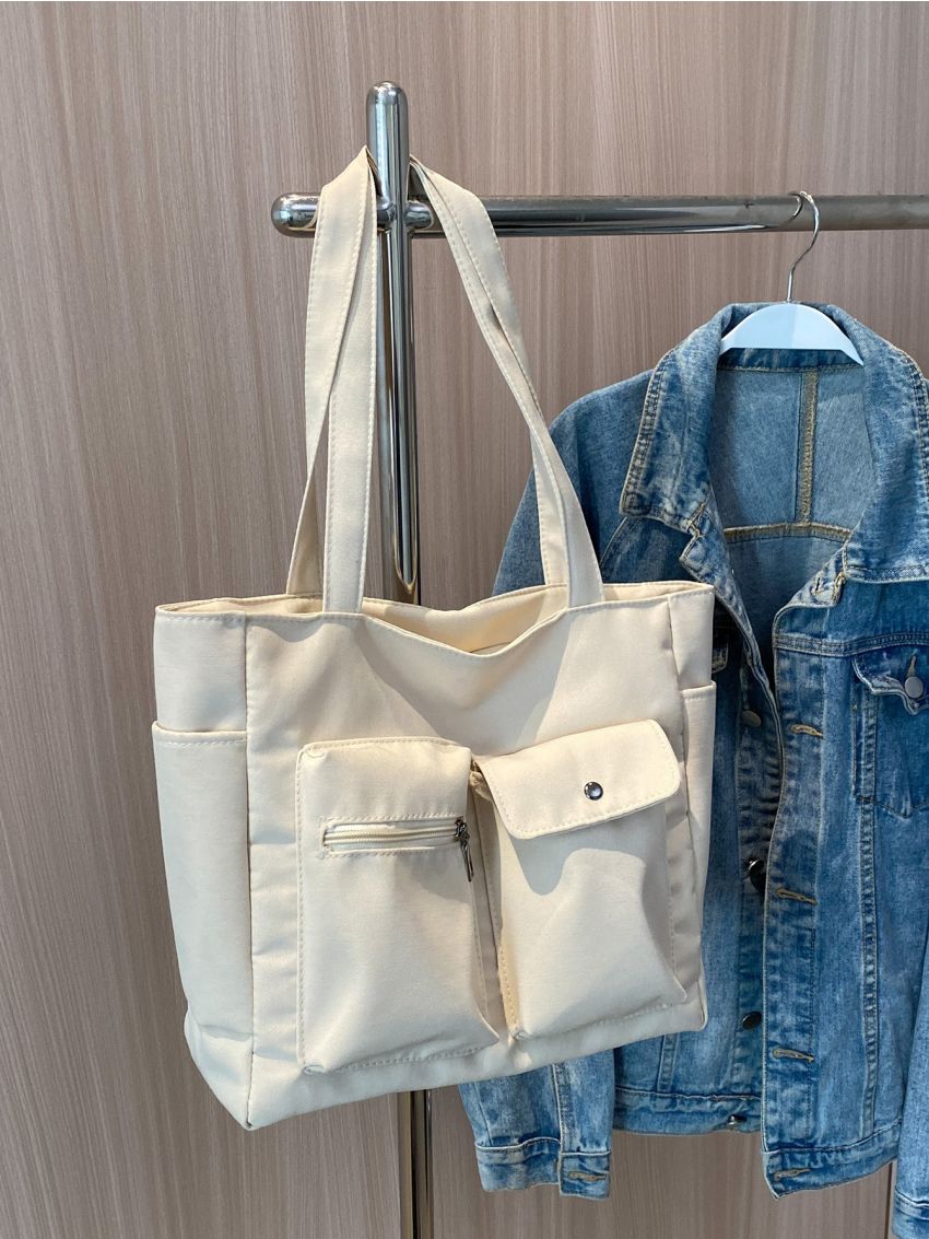 Flap Pocket Front Shopper Bag