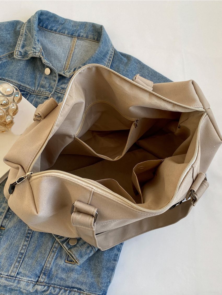 Letter Patch Decor Shoulder Tote Bag