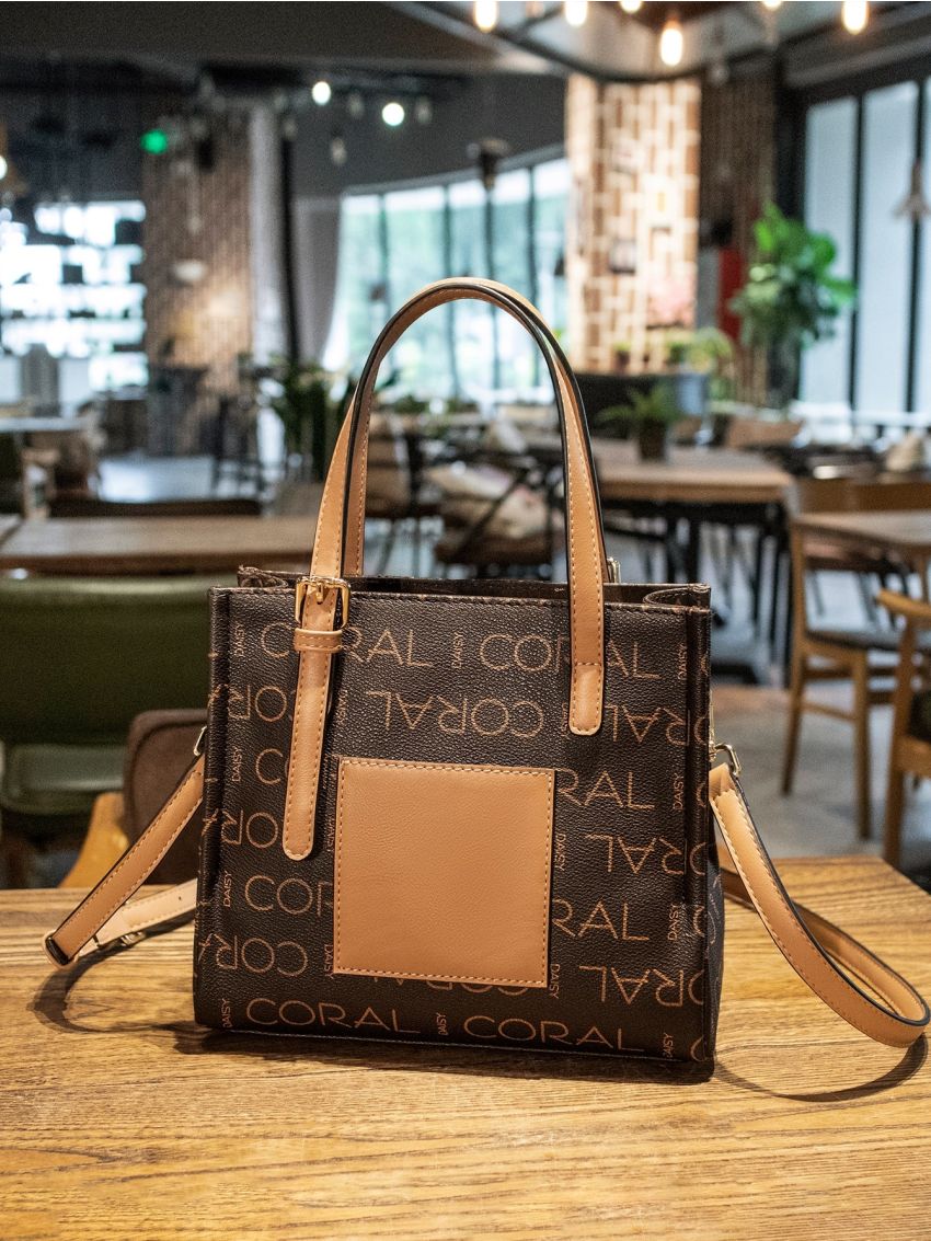 Letter Graphic Square Bag