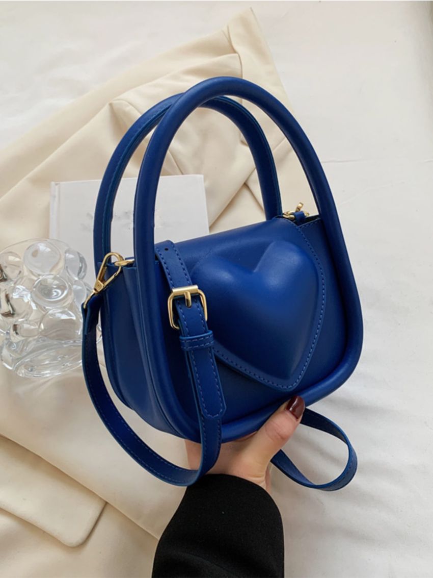 Mini Heart Embossed Flap Square Bag