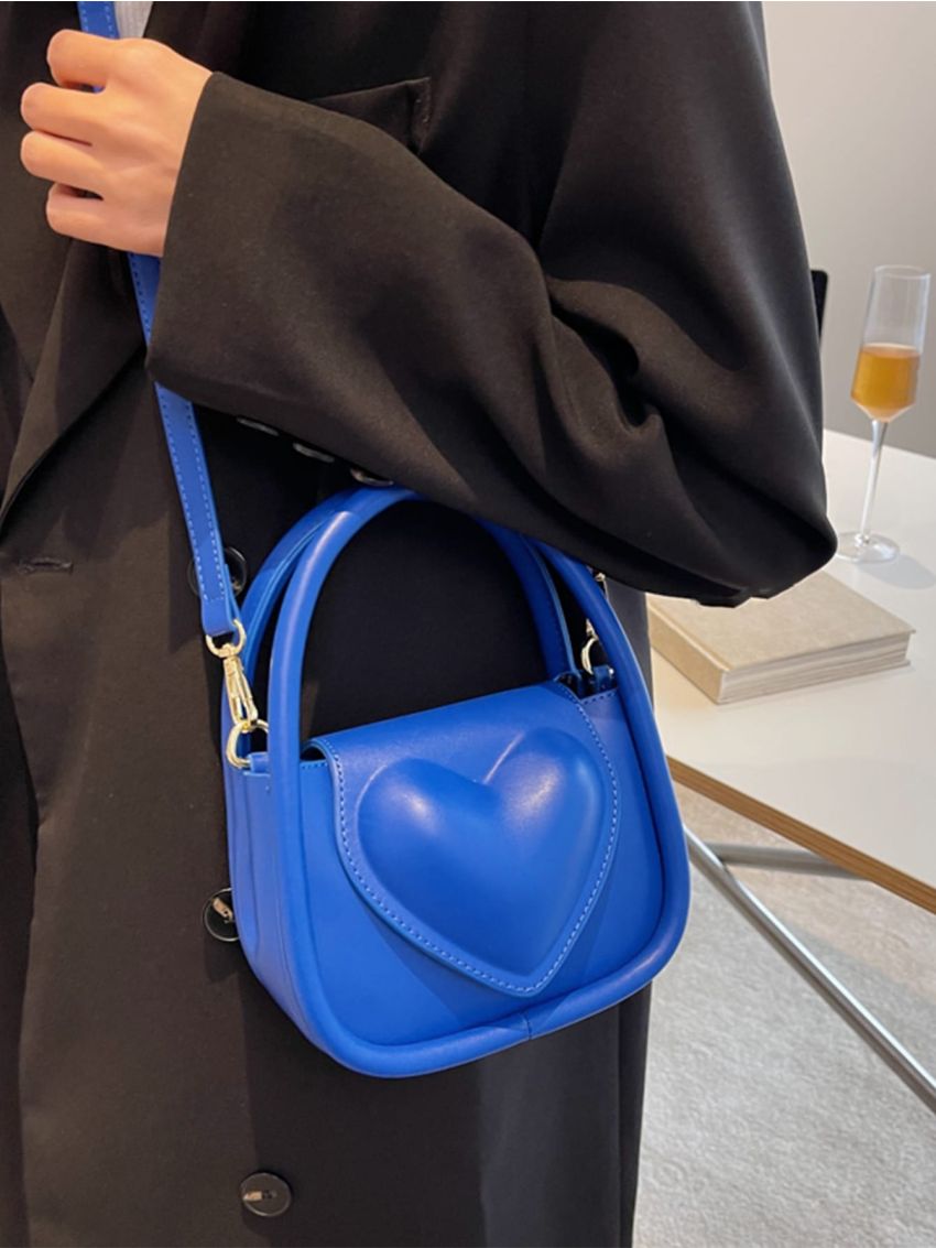 Mini Heart Embossed Flap Square Bag