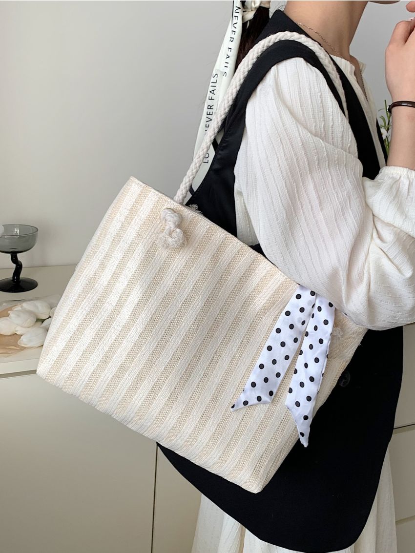 Twilly Scarf Decor Straw Bag
