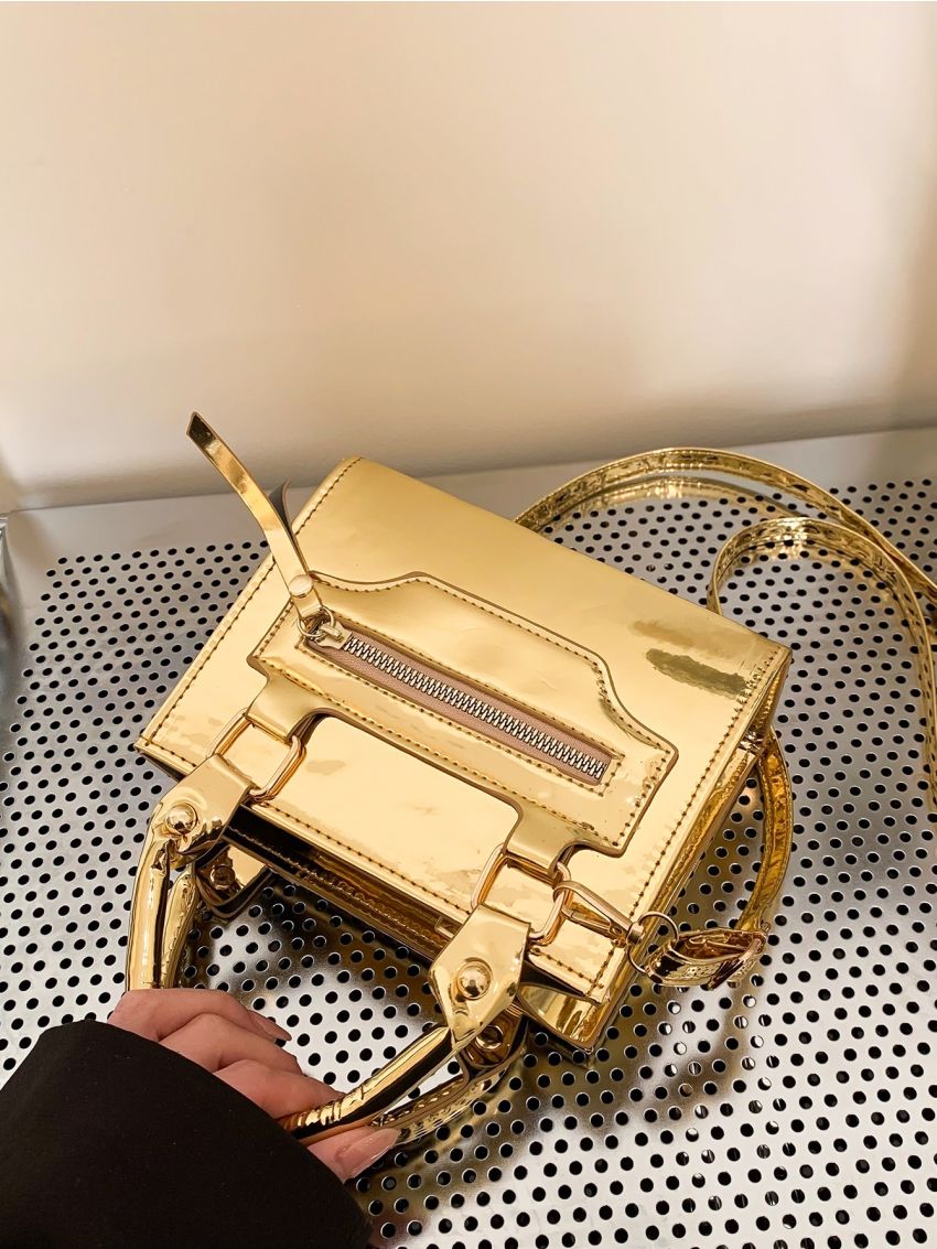 Mini Metallic Double Handle Square Bag