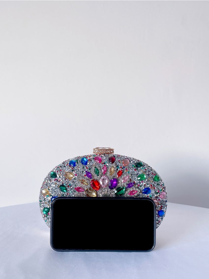 Mini Rhinestone Decor Chain Box Bag