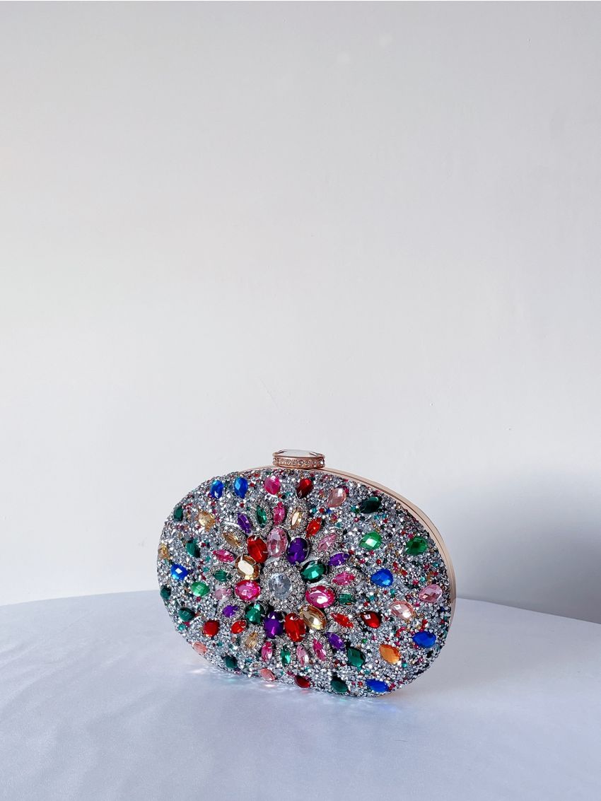 Mini Rhinestone Decor Chain Box Bag