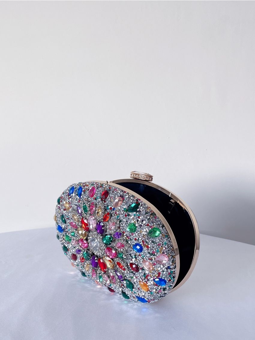 Mini Rhinestone Decor Chain Box Bag
