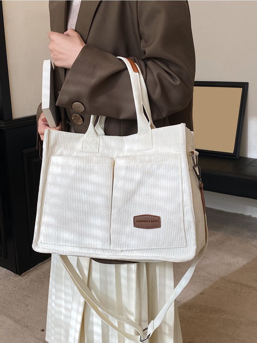 Letter Patch Decor Shopper Bag