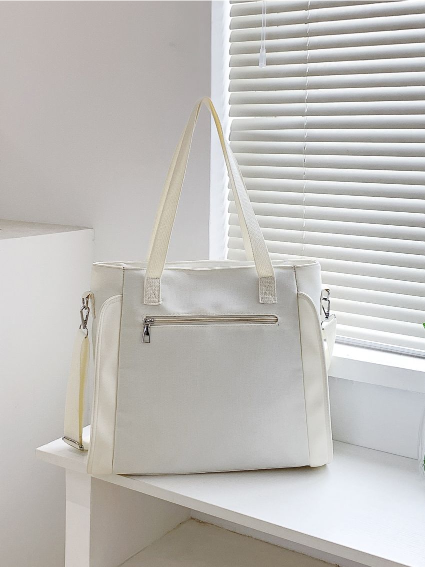 Letter Patch Decor Shopper Bag