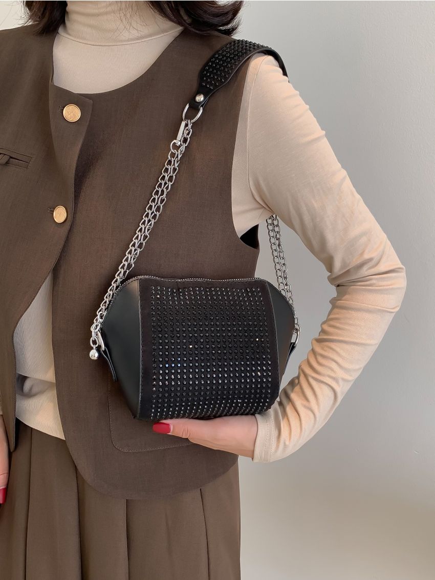 Mini Rhinestone Decor Chain Novelty Bag