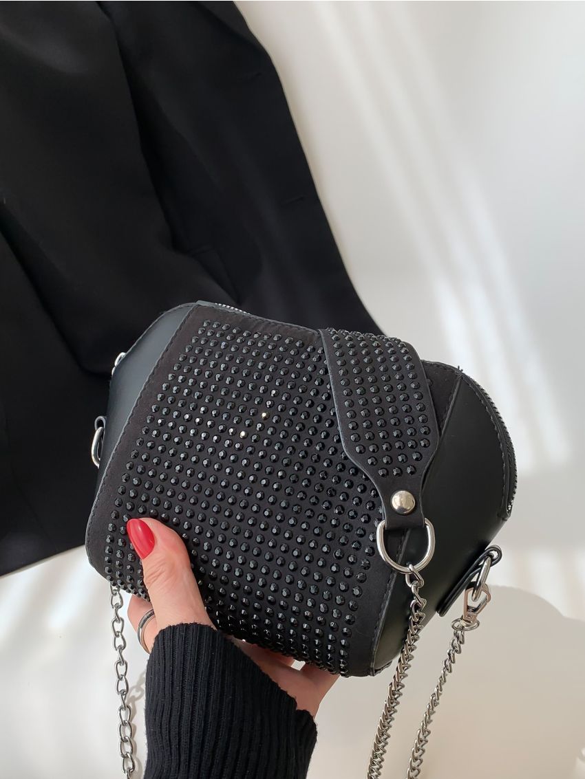 Mini Rhinestone Decor Chain Novelty Bag