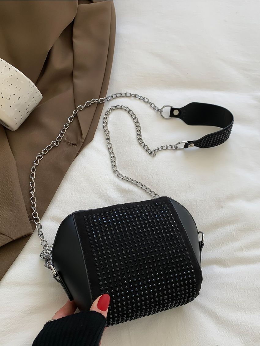 Mini Rhinestone Decor Chain Novelty Bag