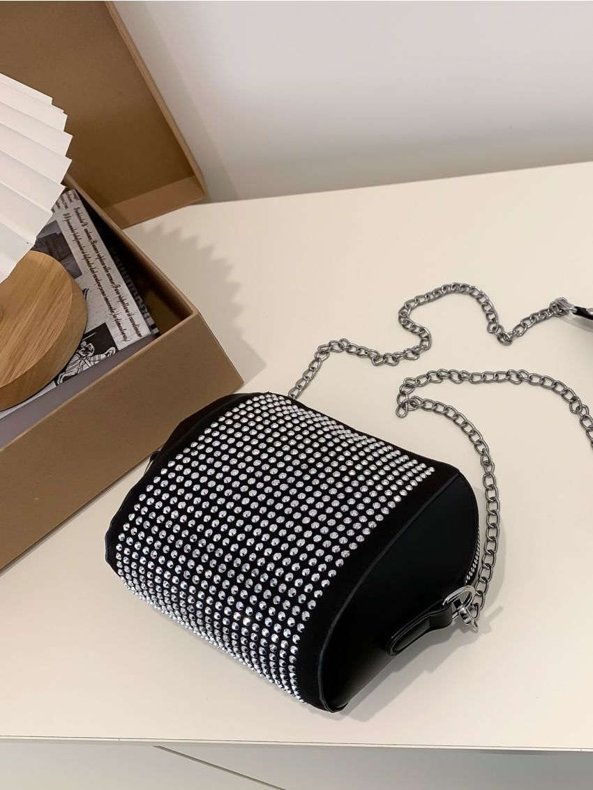 Mini Rhinestone Decor Chain Square Bag