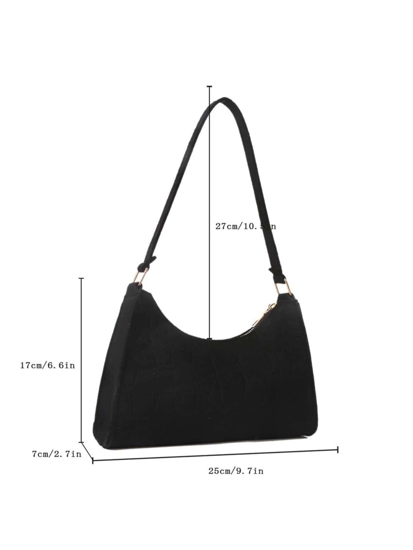 Crocodile Embossed Baguette Bag