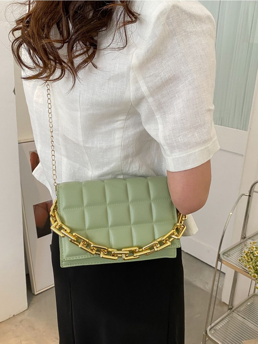 Mini Quilted Chain Flap Square Bag