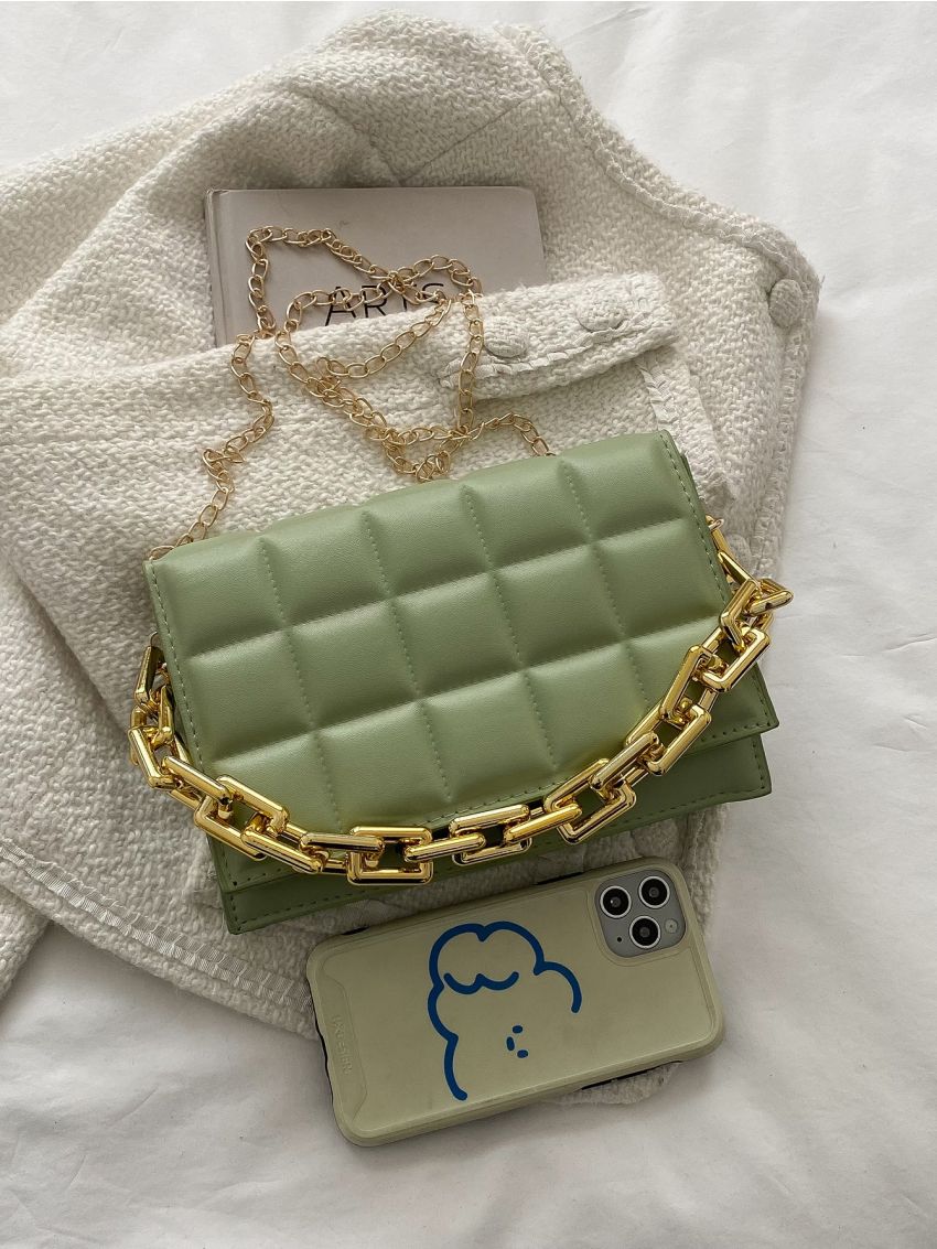 Mini Quilted Chain Flap Square Bag