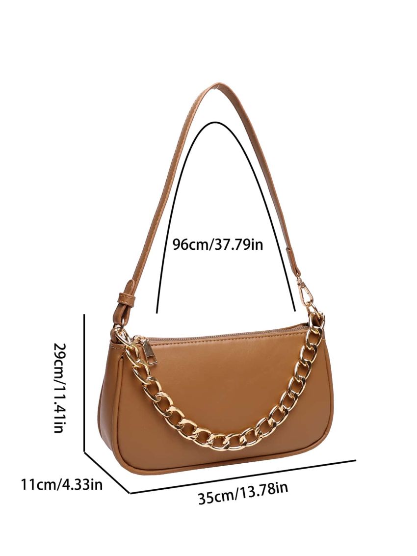 Minimalist Chain Decor Baguette Bag