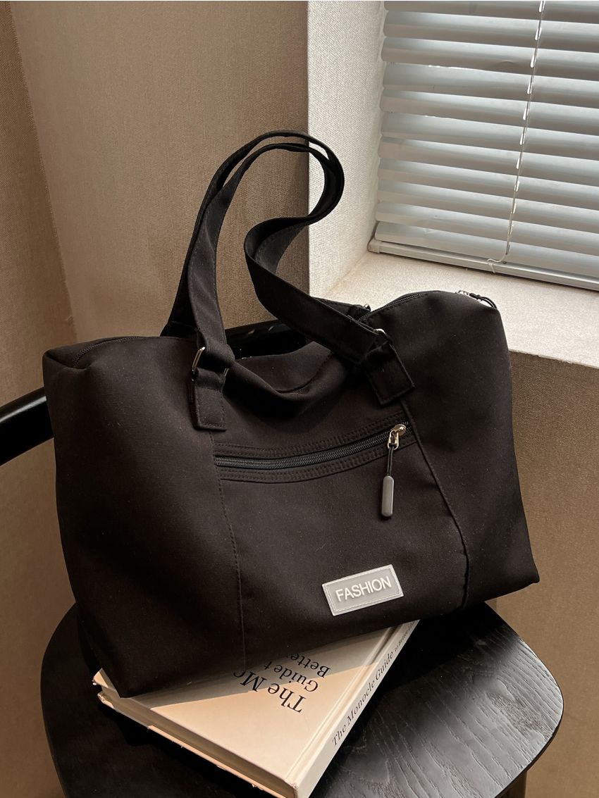 Letter Patch Decor Duffel Bag