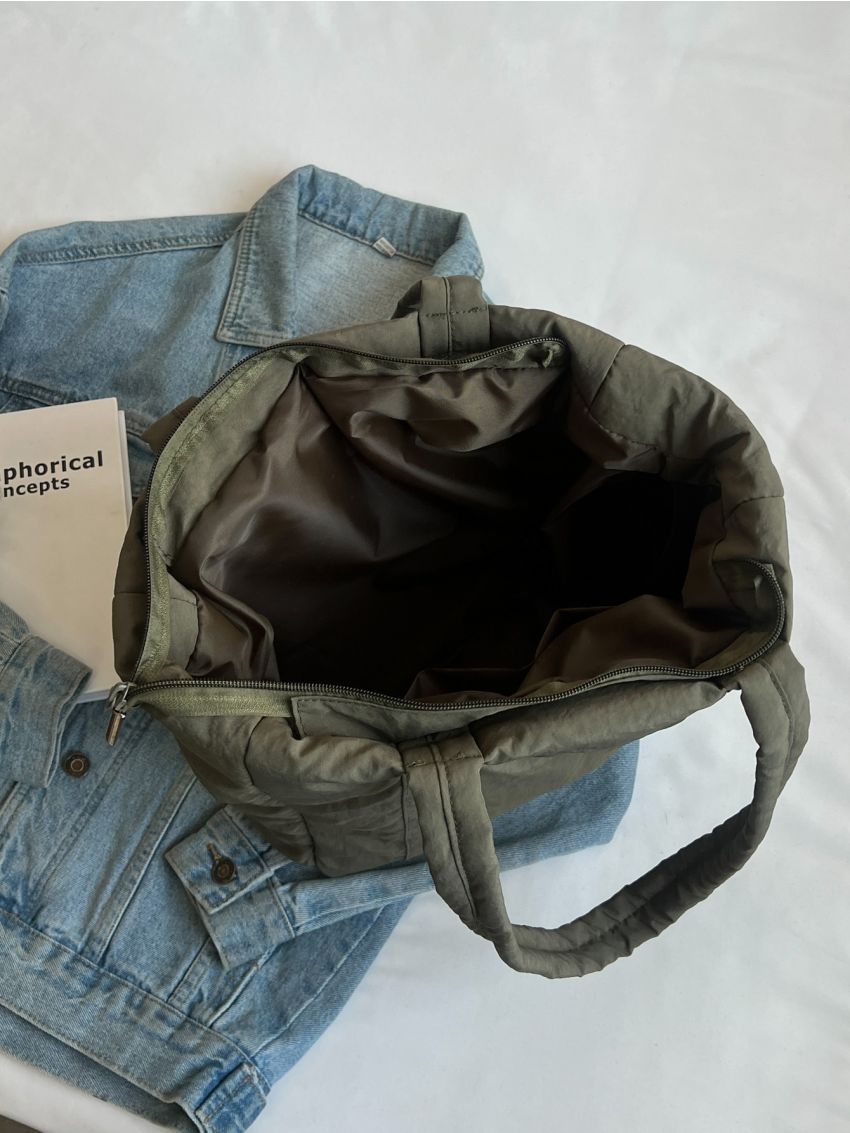 Letter Patch Decor Shoulder Tote Bag