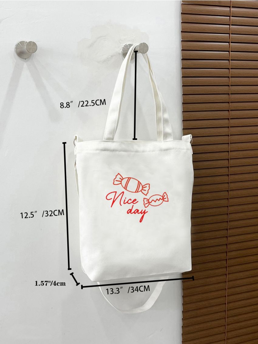 Letter Print Shopper Bag