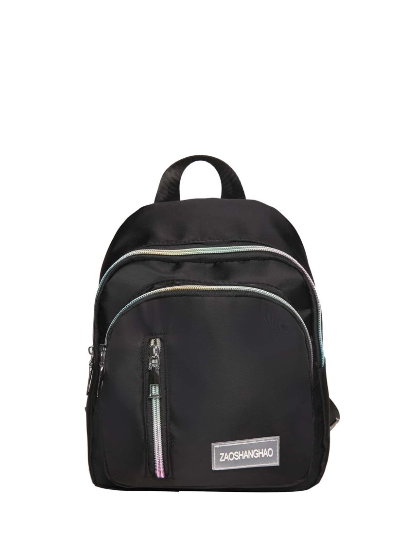 Pom Pom Decor Letter Graphic Classic Backpack